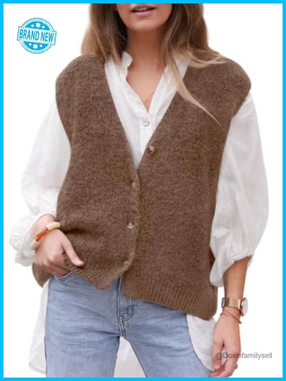 Womens Sleeveless Button Down Sweater Vest V-Neck Knit Cardigan Layering Top